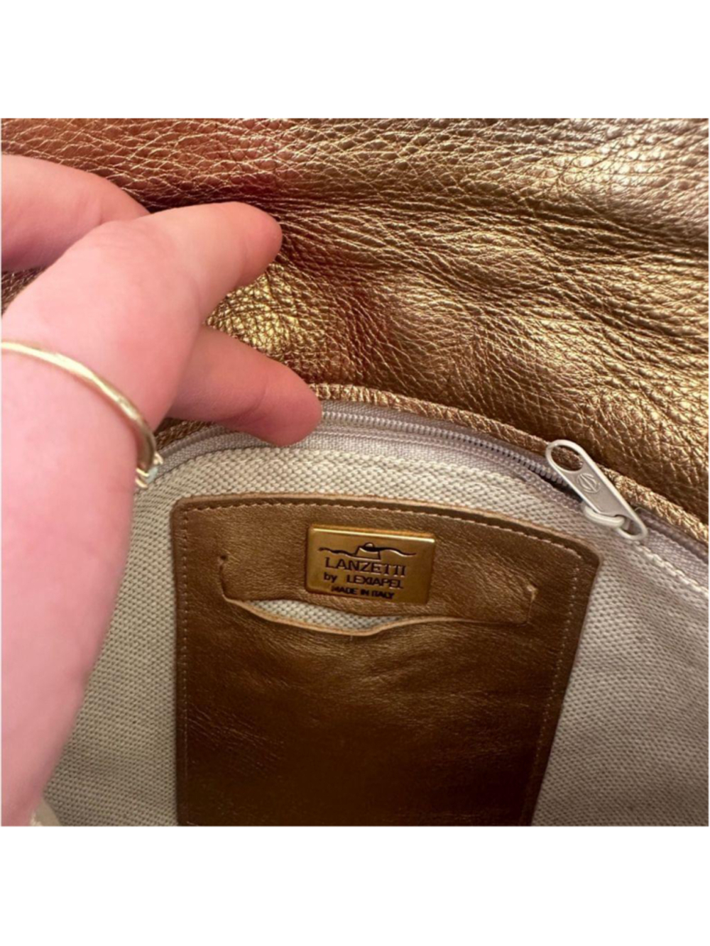 Lanzetti Italy Gold Chain Crossbody Purse - Picture 4 of 13